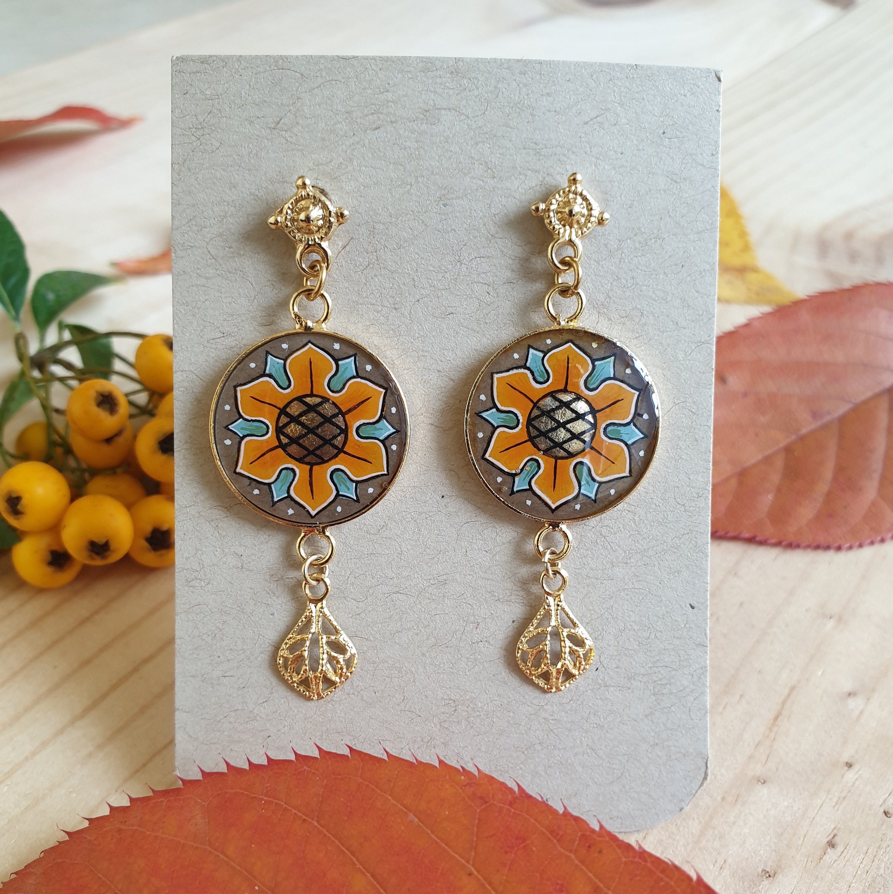 Boucles d'oreille pendantes aux couleurs de l'automne