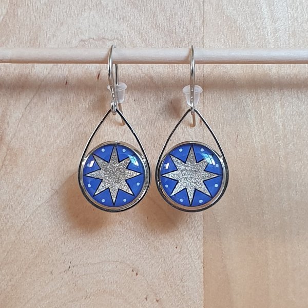 Boucles d'oreille enluminure &eacute;toile d'argent