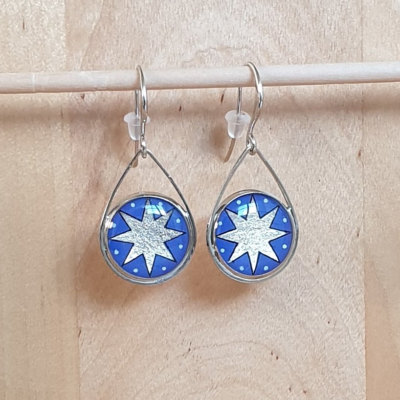 Boucles d'oreille enluminure étoile d'argent