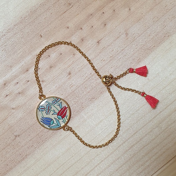 Bracelet r&eacute;glable enluminure tulipes
