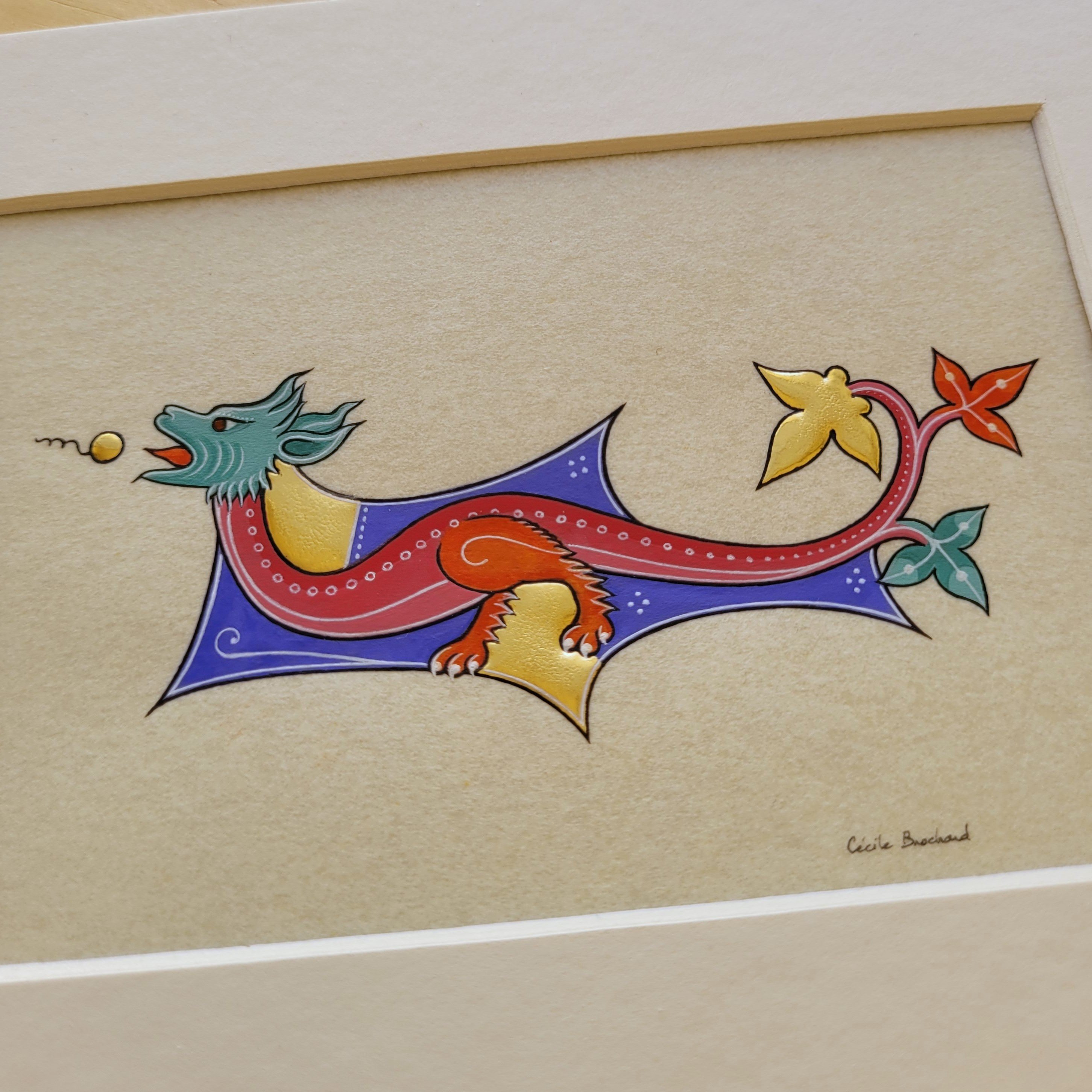 Petit dragon gothique &agrave; t&ecirc;te verte