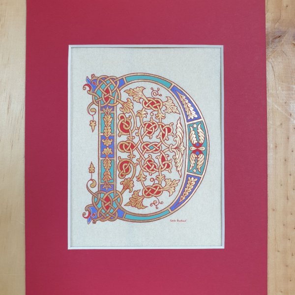 Lettre D enlumin&eacute;e style carolingien